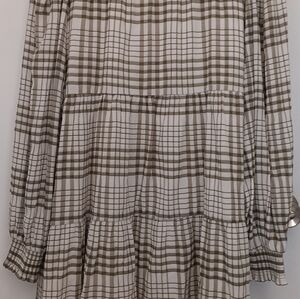 White Dress with olive green stripes